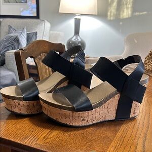 Corkys Black Platform Sandals